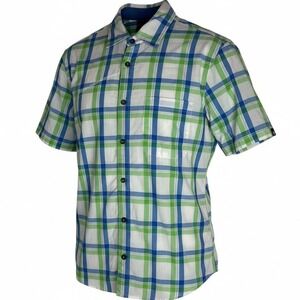 Mammut Swiss Design Mens L Plaid Short‎ Sleeve Button Up Shirt Casual Outdoor